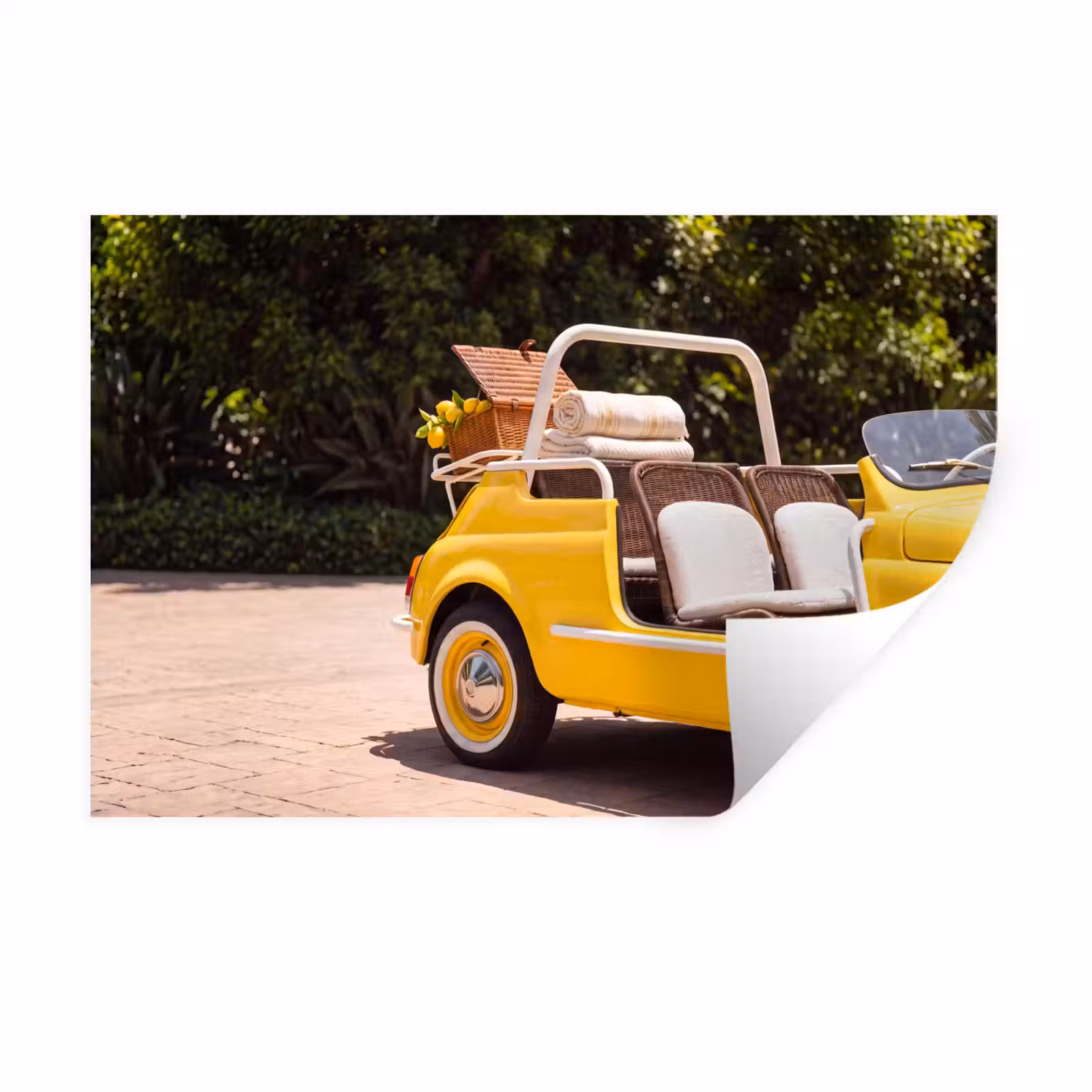 Muursticker - Auto - Picknick - Zomer - Geel — 1