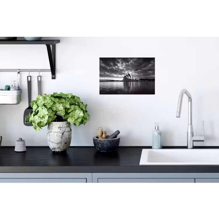 Muursticker - Architectuur - Water - Stad - Modern - Zwart-wit — 2