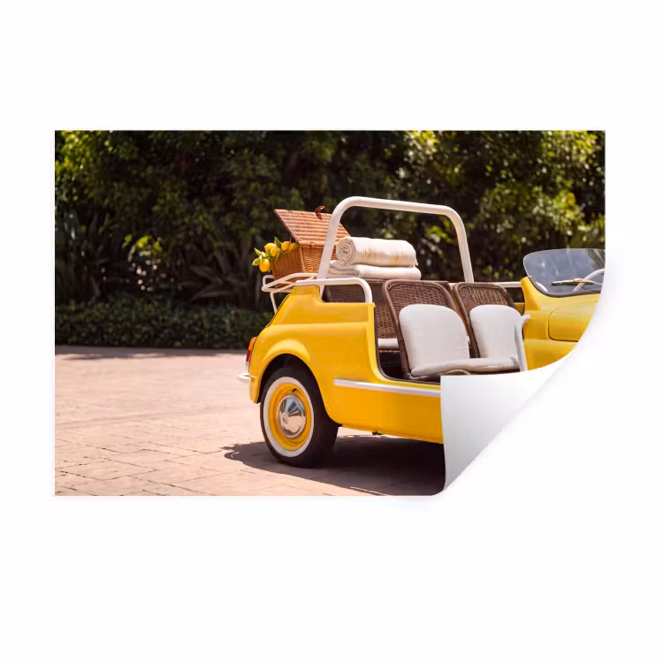 Muursticker - Auto - Picknick - Zomer - Geel — 1