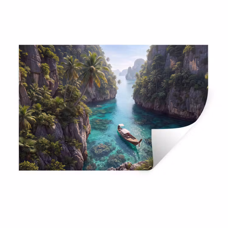 Muursticker - Eiland - Tropisch - Water - Palmbomen - Natuur — 1
