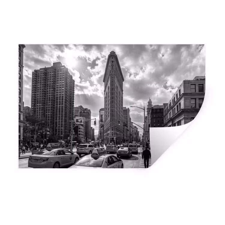 Muursticker - Gebouw - Hoogbouw - Stad - Architectuur - Zwart-wit — 1
