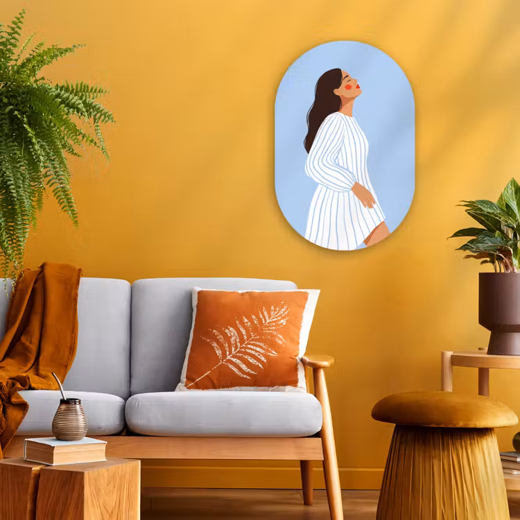 Muurovaal - Kunststof - Vrouw - Profiel - Rust - Modern - Illustratie — 1