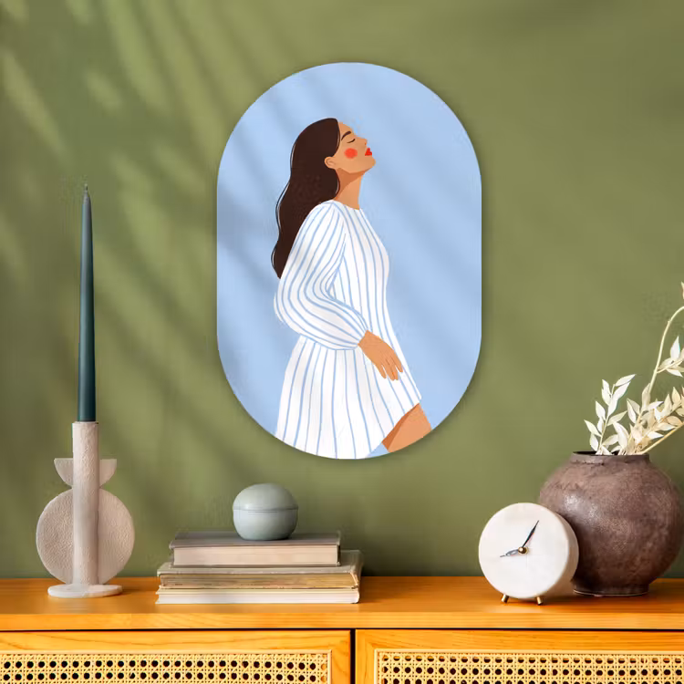Muurovaal - Kunststof - Vrouw - Profiel - Rust - Modern - Illustratie — 2