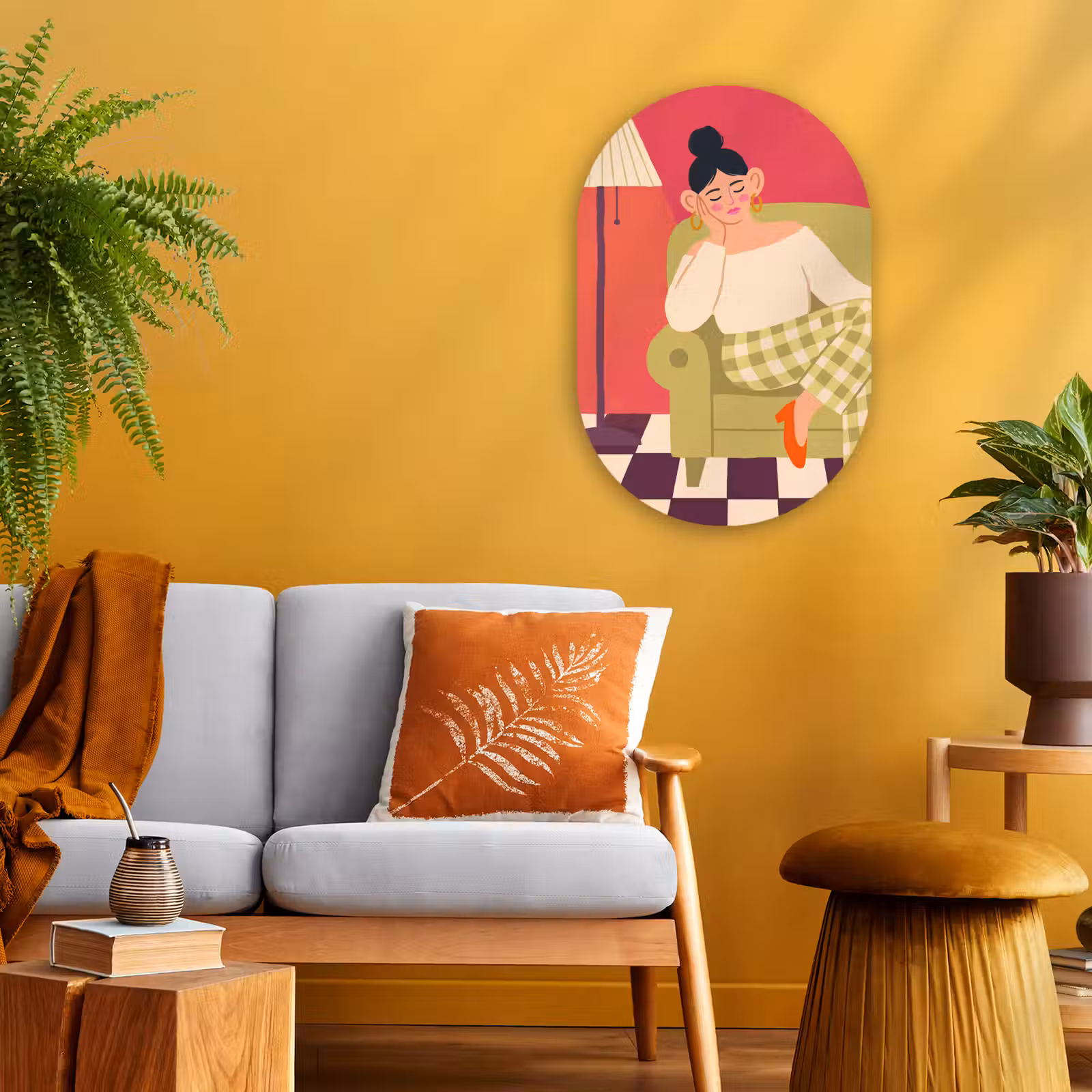 Muurovaal - Kunststof - Vrouw - Rust - Interieur - Modern - Kunst — 1