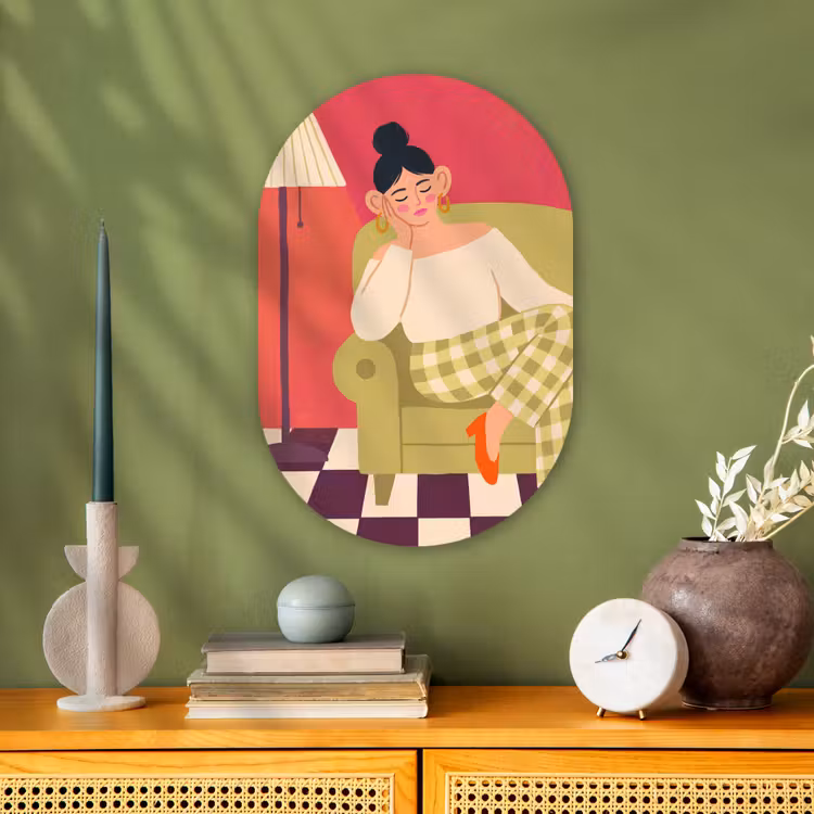Muurovaal - Kunststof - Vrouw - Rust - Interieur - Modern - Kunst — 2
