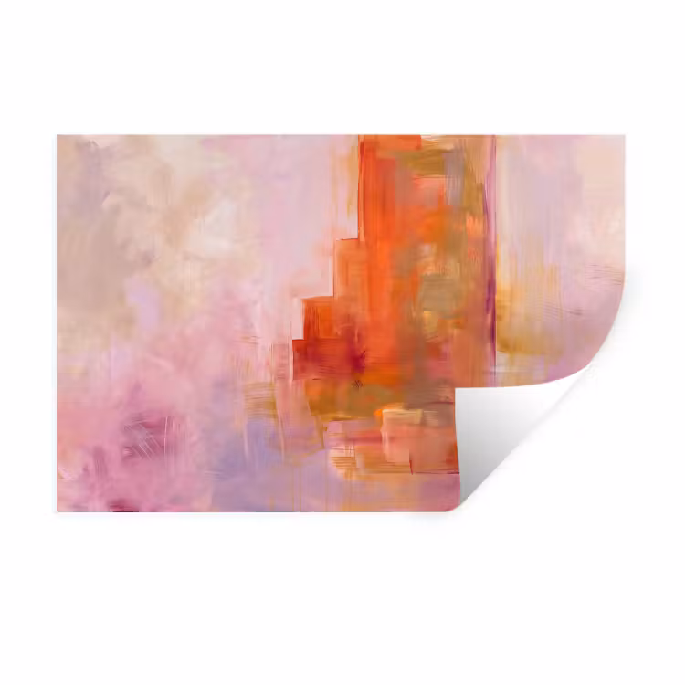 Muursticker - Abstract - Borstelstreken - Kunst - Paars - Goud — 1