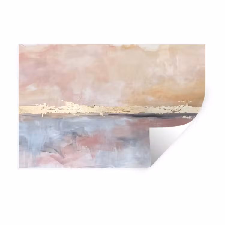 Muursticker - Abstract - Horizontaal - Kunst - Roze - Goud — 1