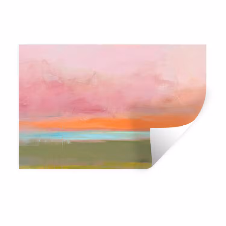 Muursticker - Abstract - Landschap - Modern - Roze - Oranje — 1