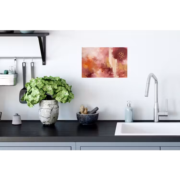 Muursticker - Abstract - Rood - Goud - Modern - Kunst — 2