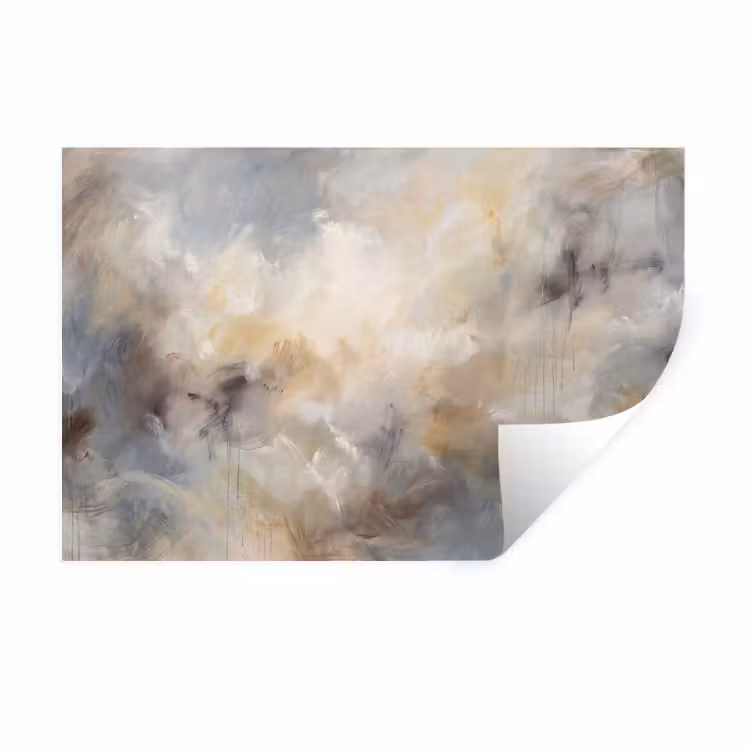Muursticker - Abstract - Wolken - Sfeervol - Beige - Grijs — 1