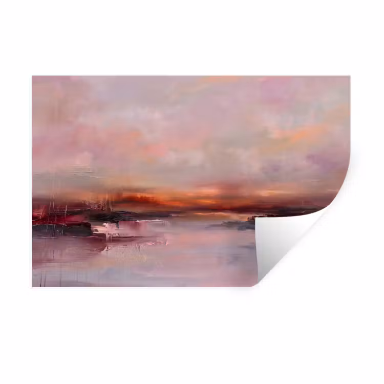 Muursticker - Landschap - Zonsondergang - Abstract - Modern - Roze — 1