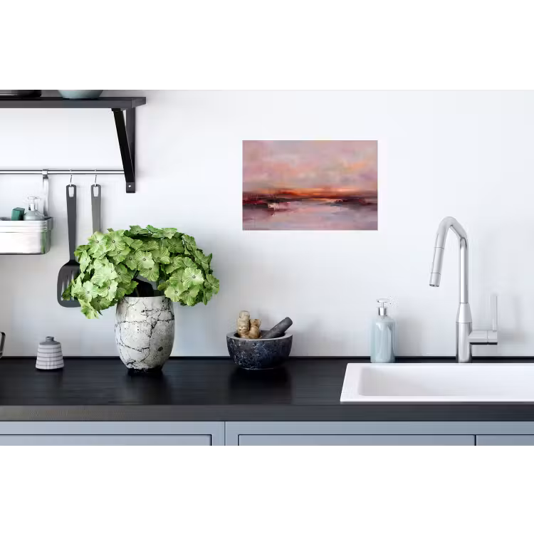 Muursticker - Landschap - Zonsondergang - Abstract - Modern - Roze — 2