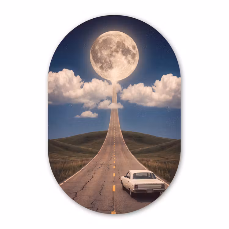 Muurovaal - Kunststof - Weg - Maan - Nacht — 2