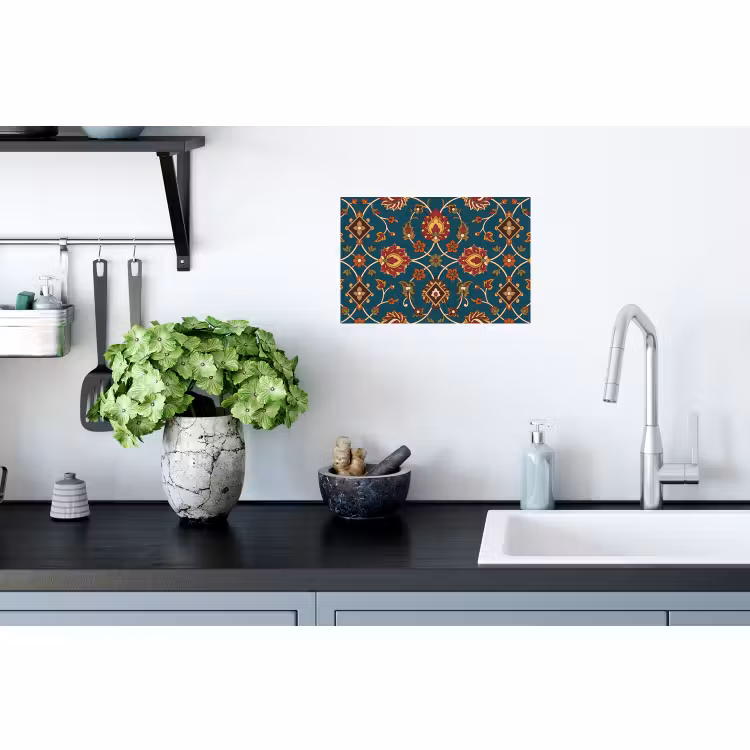 Muursticker - Ornament - Flora - Traditioneel - Klassiek - Blauwgroen — 2