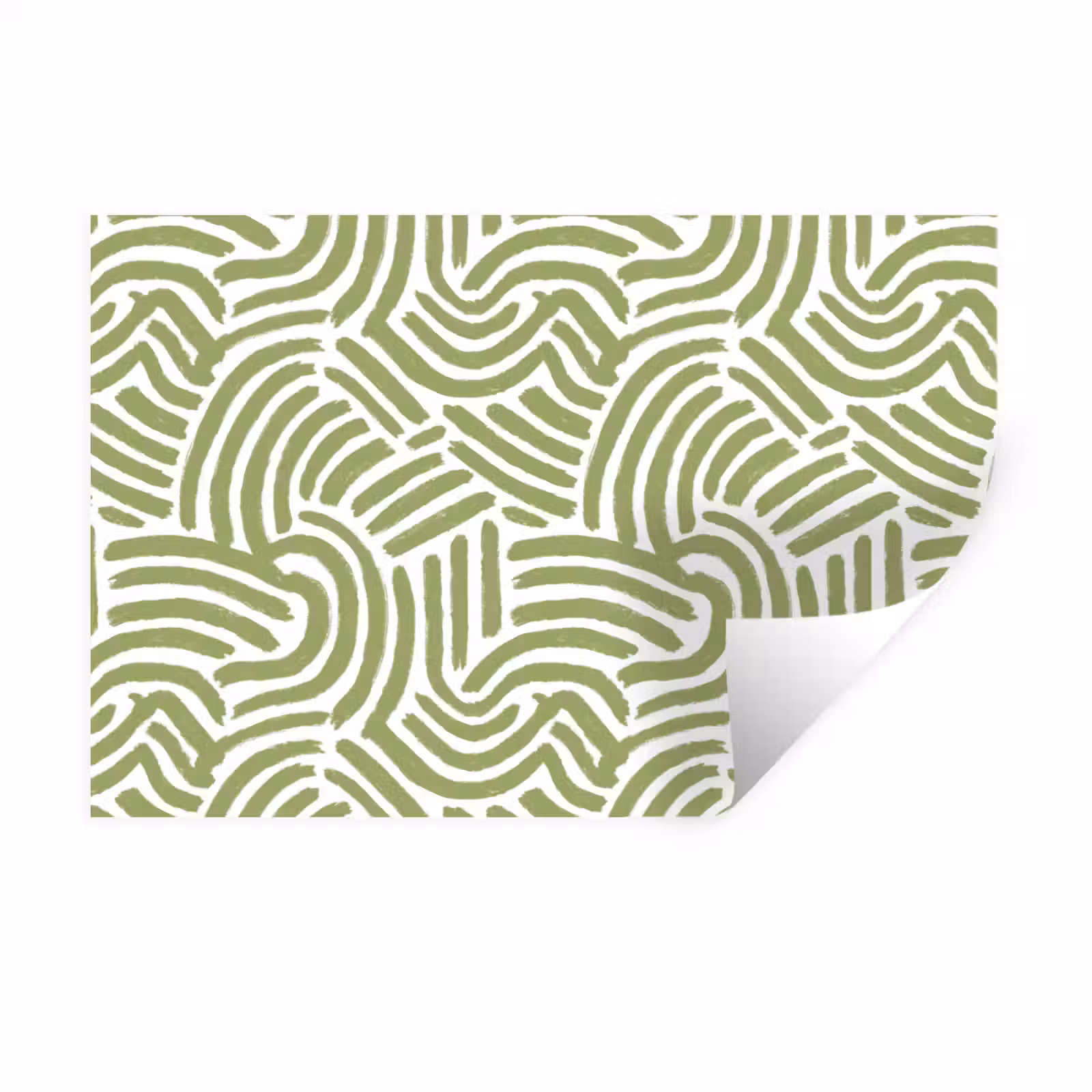 Muursticker - Saliegroen - Abstract - Bogen - Handgetekend - Patroon — 1