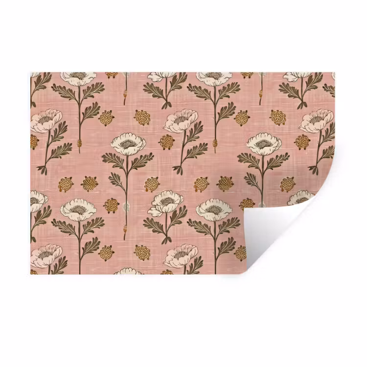 Muursticker - Roze - Bloemen - Vintage - Textuur — 1