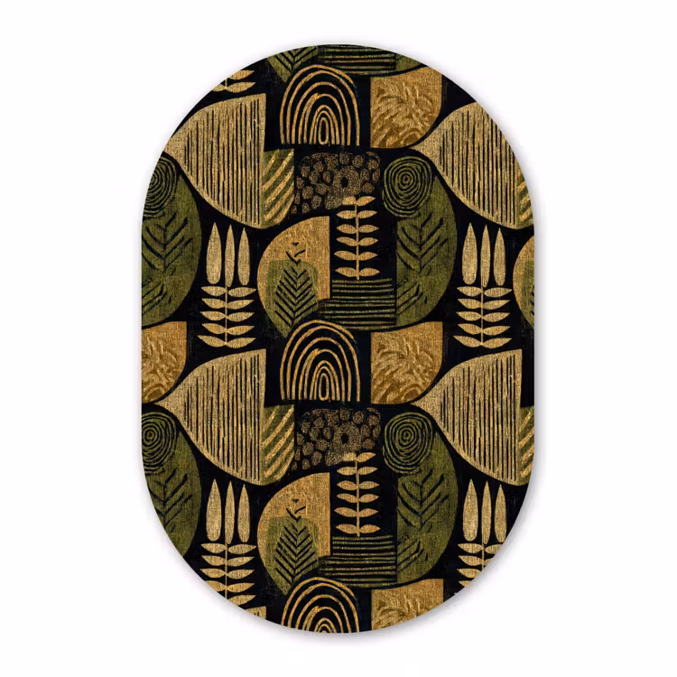 Muurovaal - Kunststof - Zwart - Okergeel - Botanisch - Textuur — 3