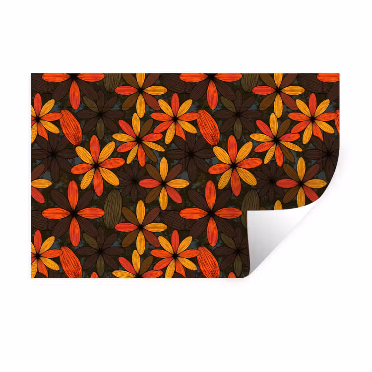 Muursticker - Oranje - Retro - Bloemen - Herfst — 1