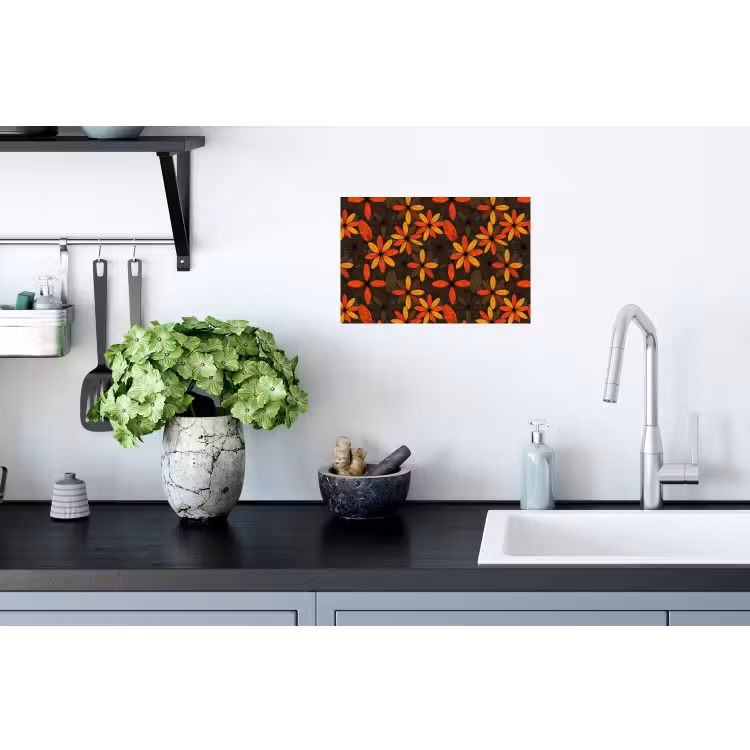 Muursticker - Oranje - Retro - Bloemen - Herfst — 2