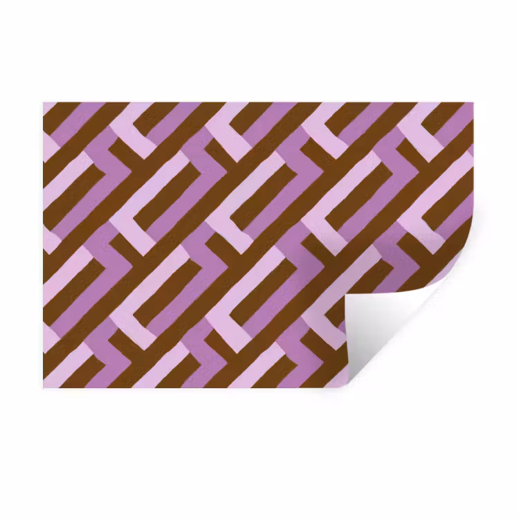 Muursticker - Bruin - Roze - Geometrisch - Meander - Patroon — 1