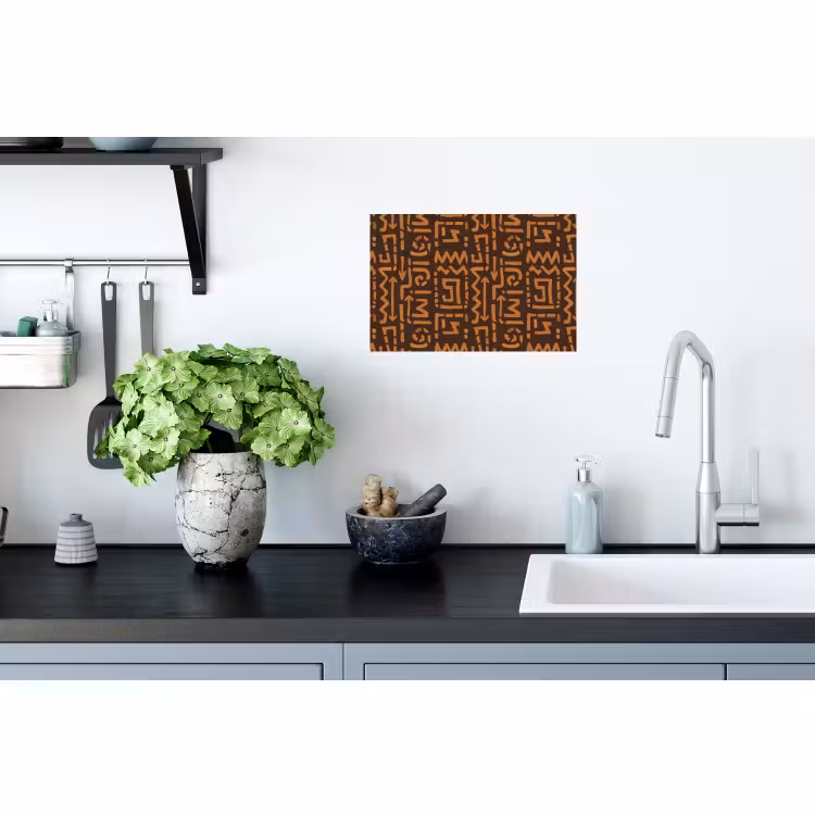Muursticker - Chocoladebruin - Etnisch - Tribaal - Symbolen — 2