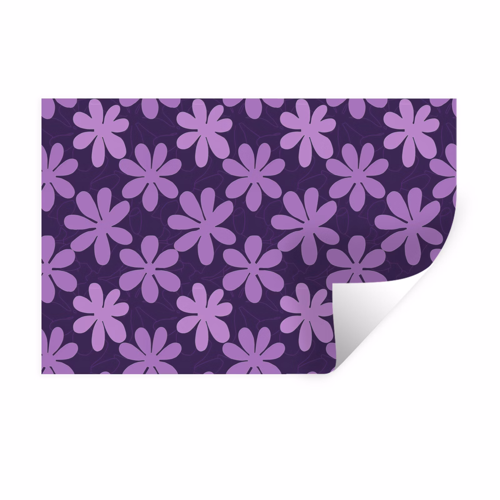 Muursticker - Paars - Botanisch - Bloemen - Retro - Patroon — 1