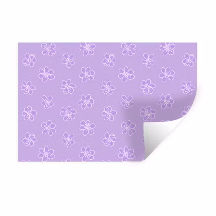 Muursticker - Lila - Botanisch - Bloemen - Handgetekend - Patroon — 1