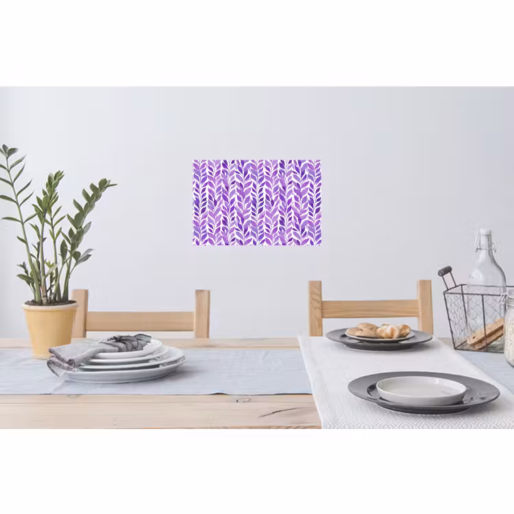 Muursticker - Paars - Botanisch - Bladeren - Aquarel - Takken - Patroon — 3