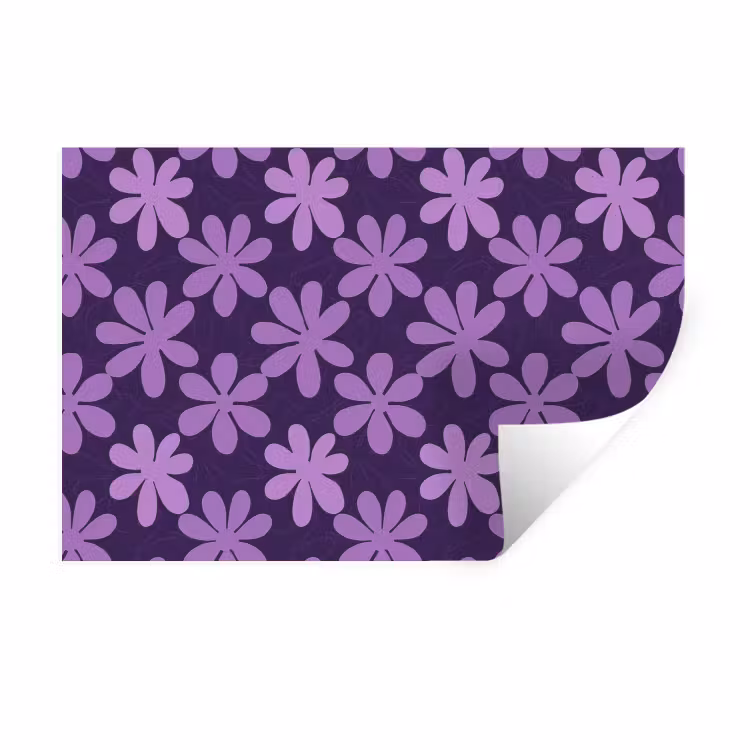 Muursticker - Paars - Botanisch - Bloemen - Retro - Patroon — 1