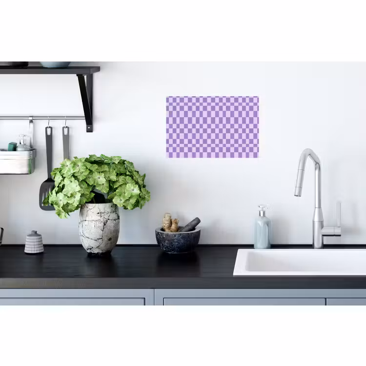 Muursticker - Paars - Geometrisch - Dambord - Blokken - Patroon — 2