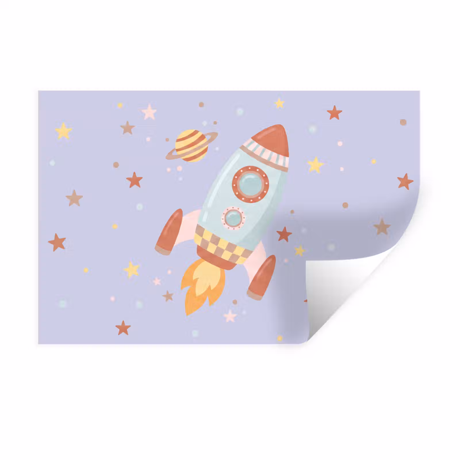 Muursticker - Raket - Ruimte - Planeet - Illustratie — 1