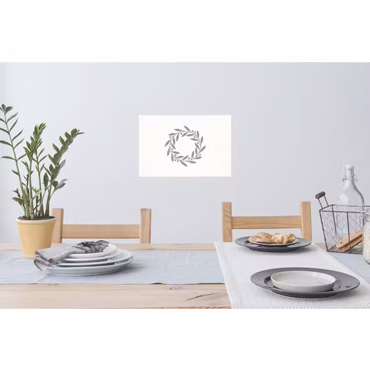 Muursticker - Krans - Bladeren - Natuur - Minimalistisch - Grijs — 3