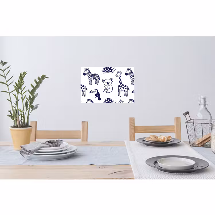 Muursticker - Dieren - Patroon - Kinderkamer - Grafisch - Wit-Blauw — 3