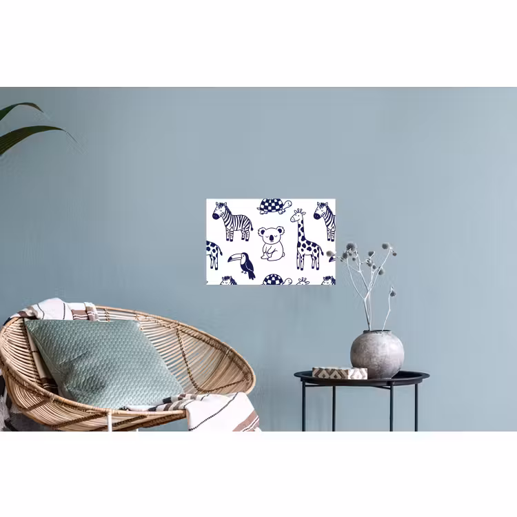 Muursticker - Dieren - Patroon - Kinderkamer - Grafisch - Wit-Blauw — 4