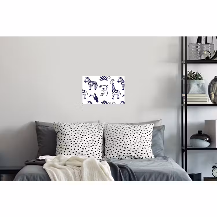 Muursticker - Dieren - Patroon - Kinderkamer - Grafisch - Wit-Blauw — 5