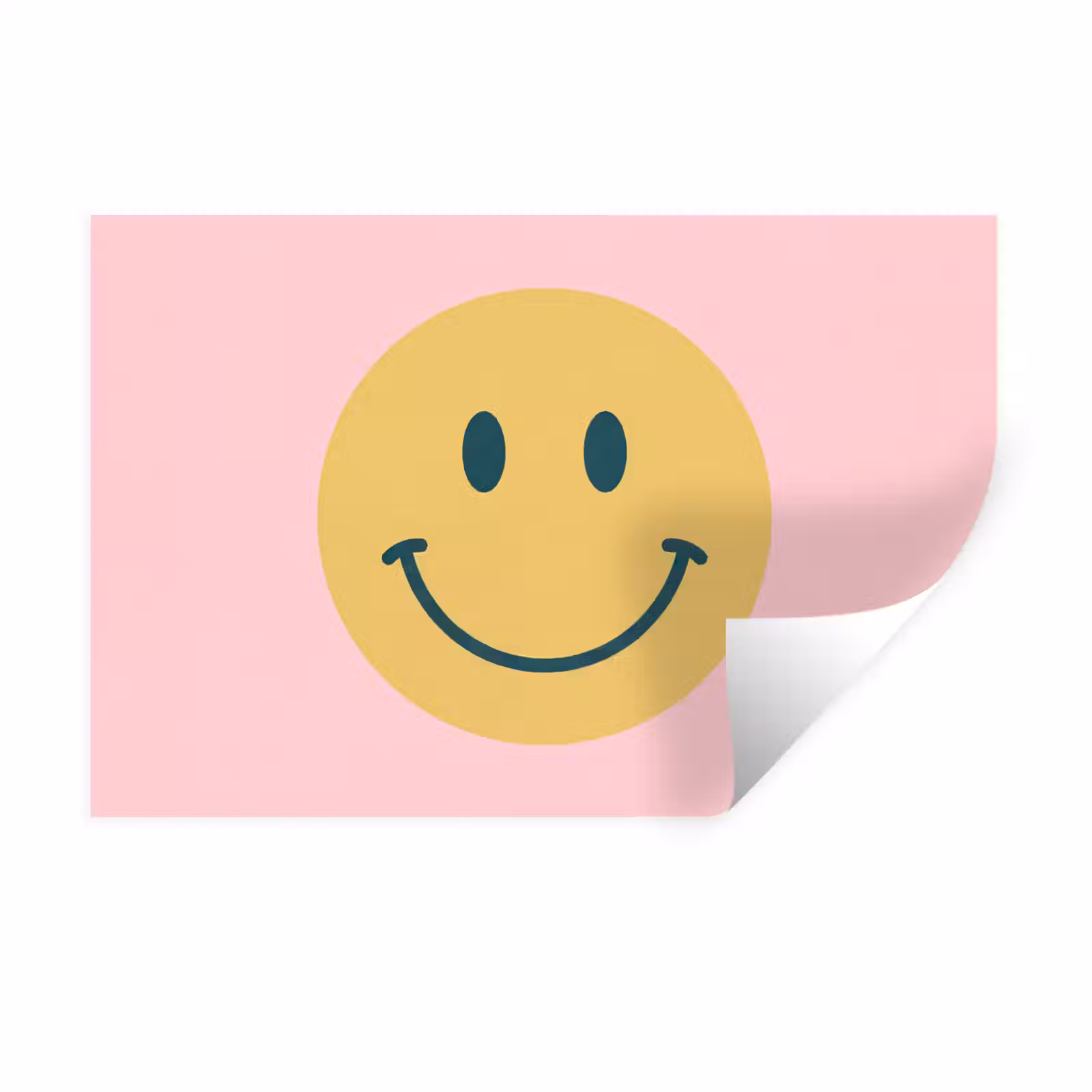 Muursticker - Smiley - Geel - Roze - Symbool - Minimalistisch — 1