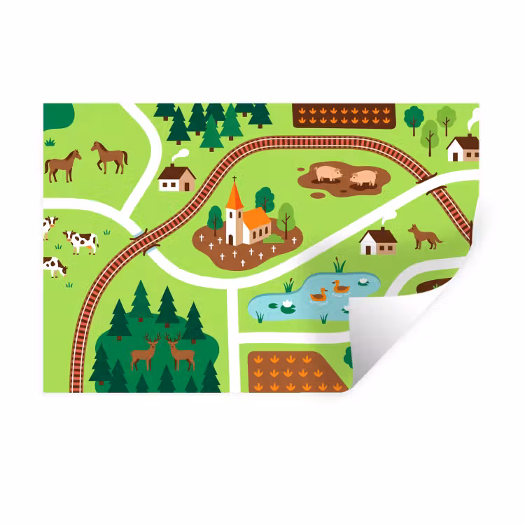 Muursticker - Platteland - Dieren - Illustratie — 1
