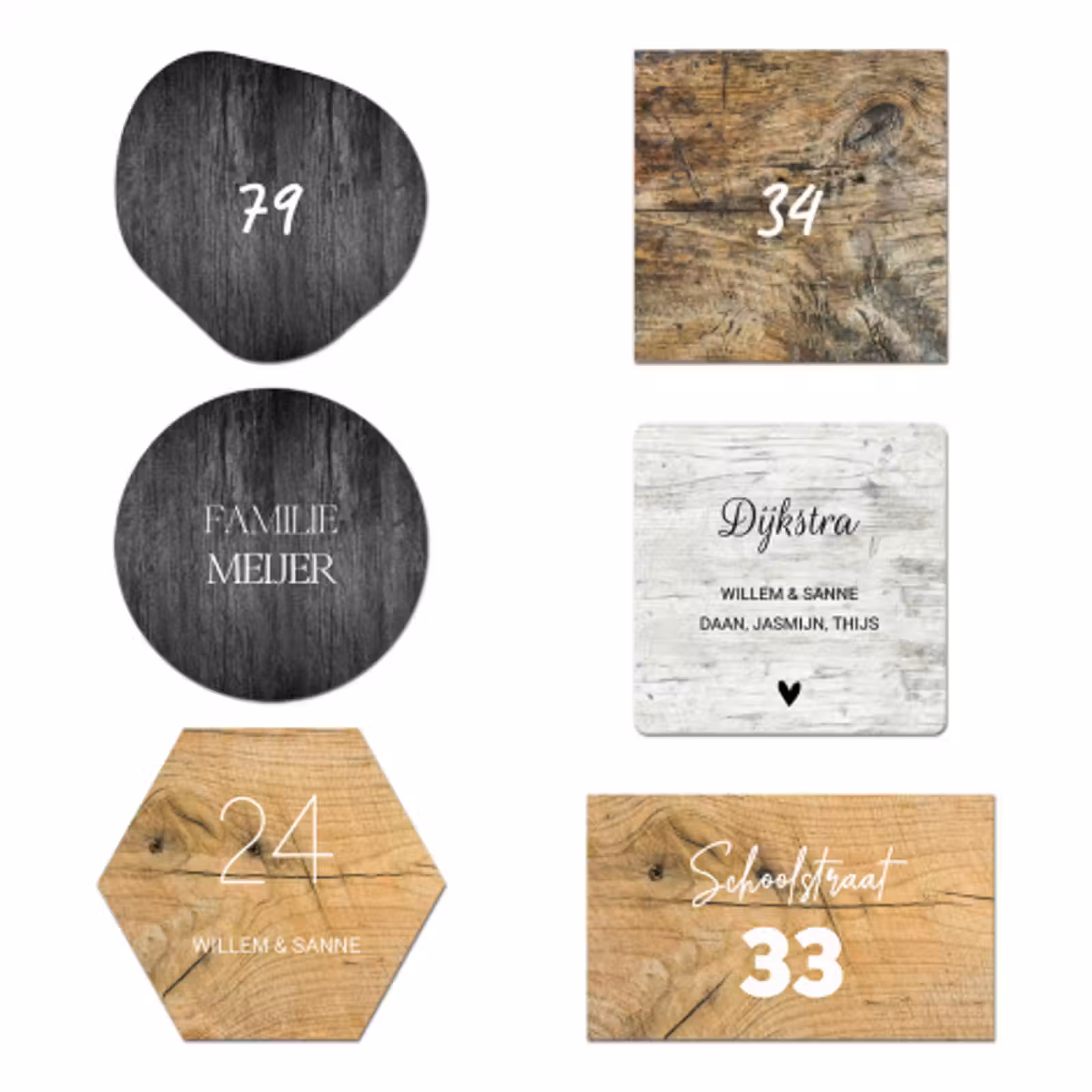 Naambordje Voordeur Hout — 1