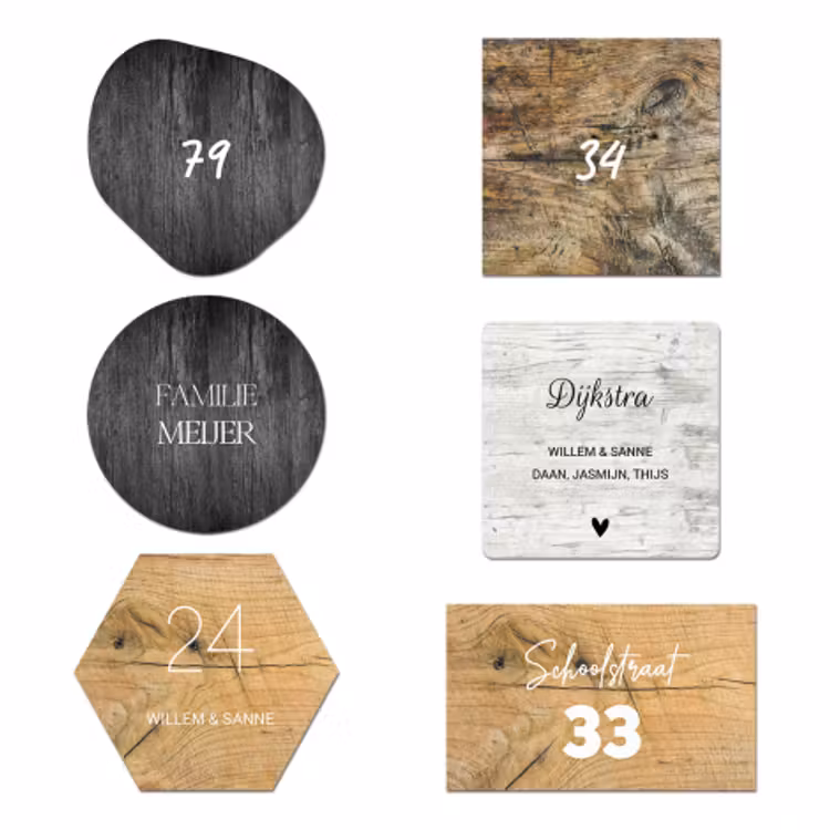 Naambordje Voordeur Hout — 1