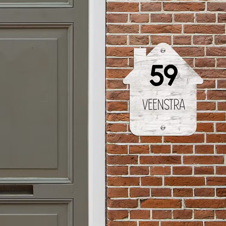 Naambord Huisjesvorm – Houtstructuur — 3