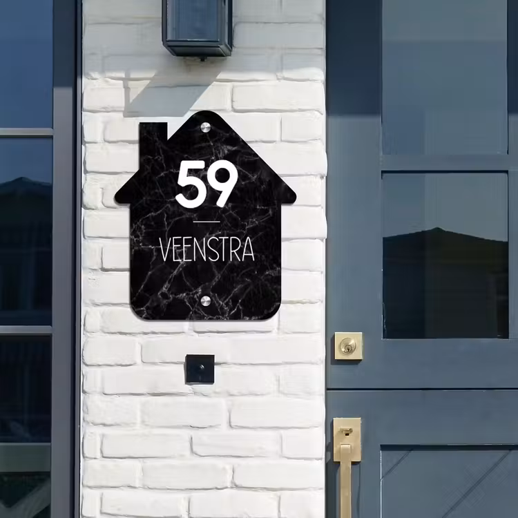 Naambord Huisjesvorm – Marmer — 3