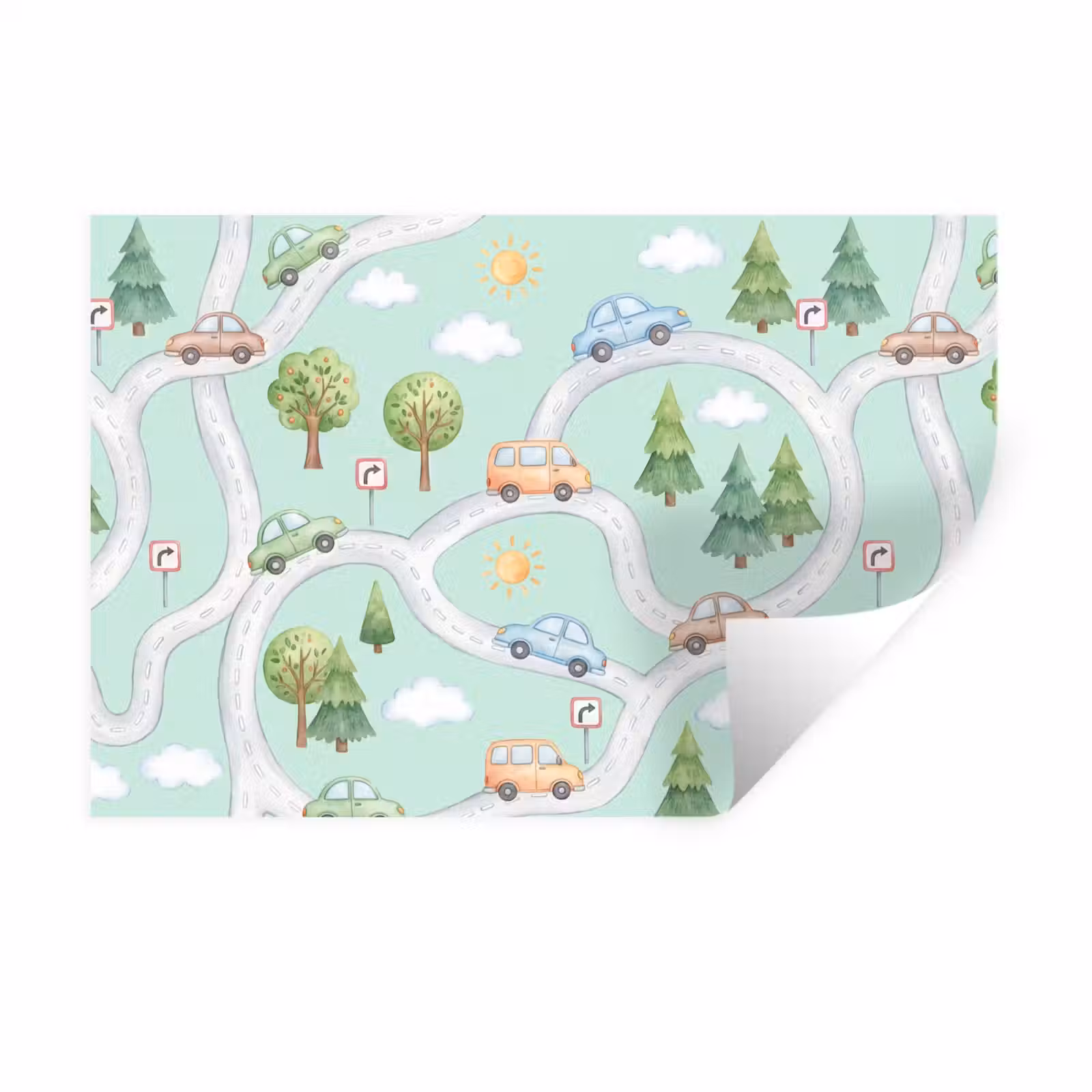 Muursticker - Auto - Weg - Patroon — 1