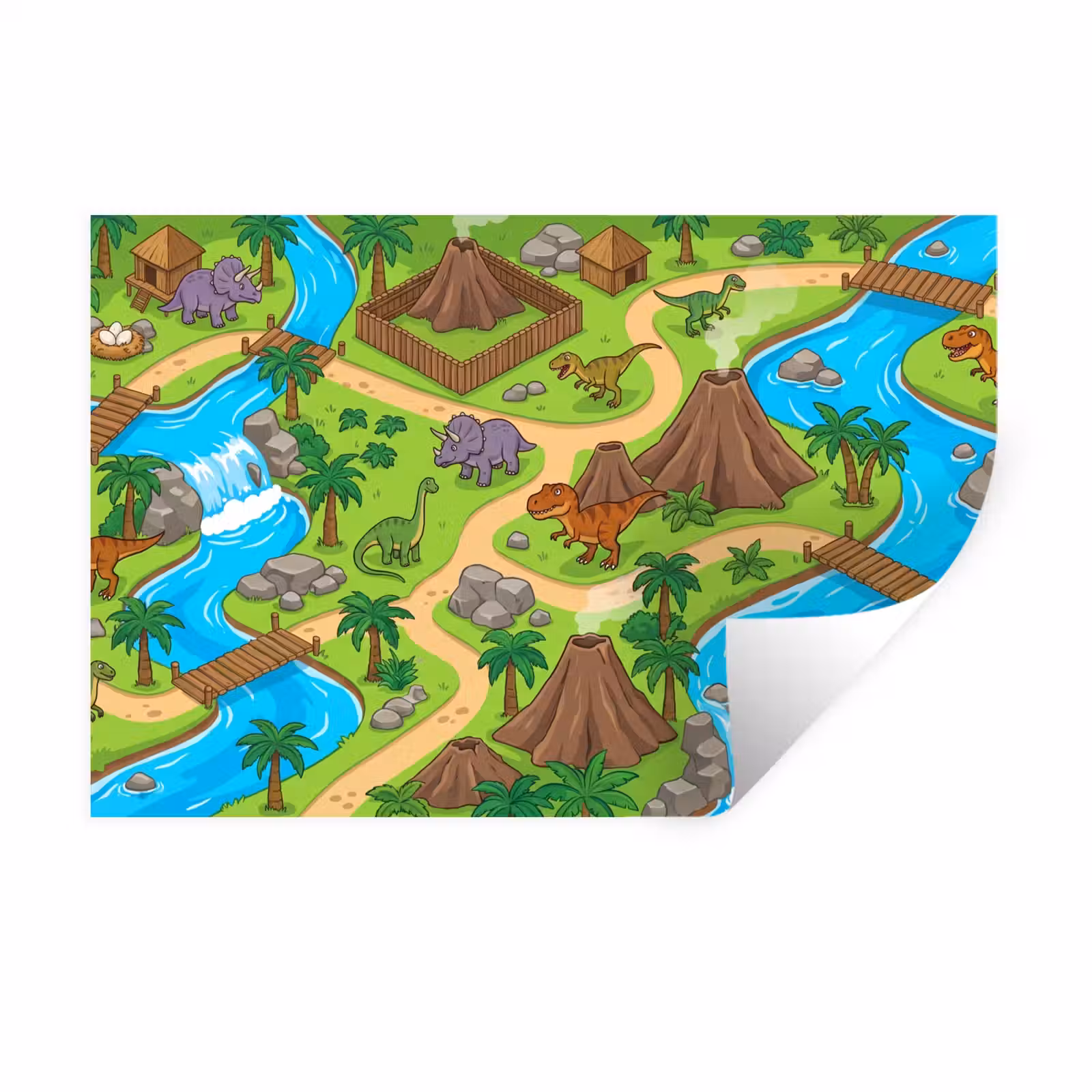 Muursticker - Dinosaurus - Landschap - Cartoon — 1