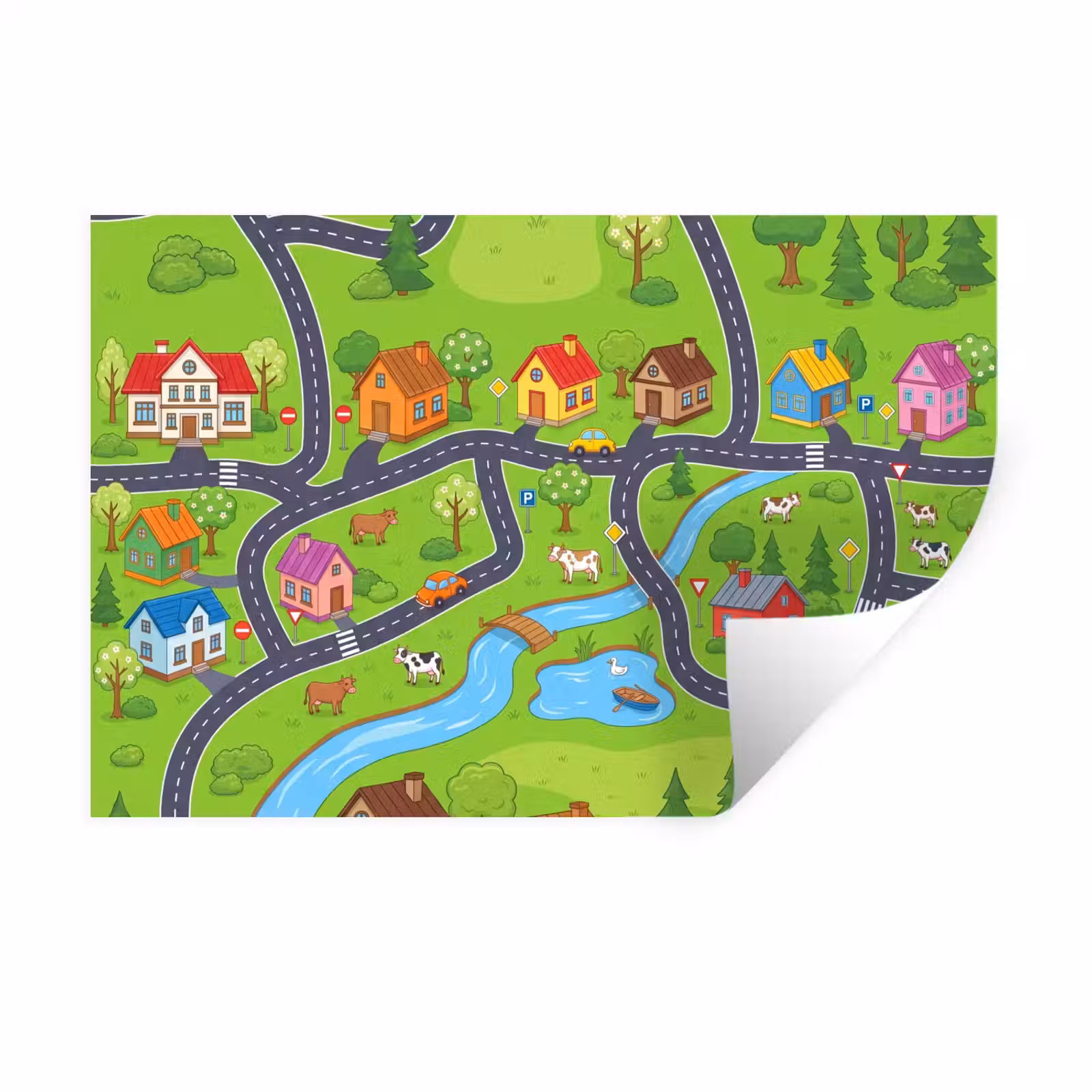 Muursticker - Dorp - Wegen - Huizen — 1