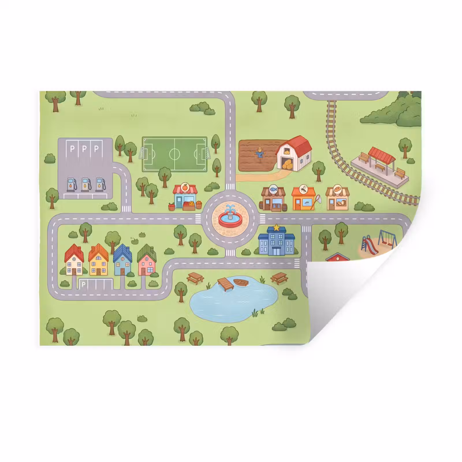 Muursticker - Plattegrond - Dorp - Kind — 1