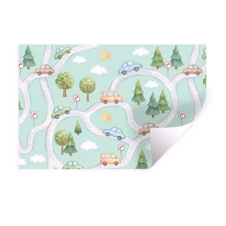 Muursticker - Auto - Weg - Patroon — 1