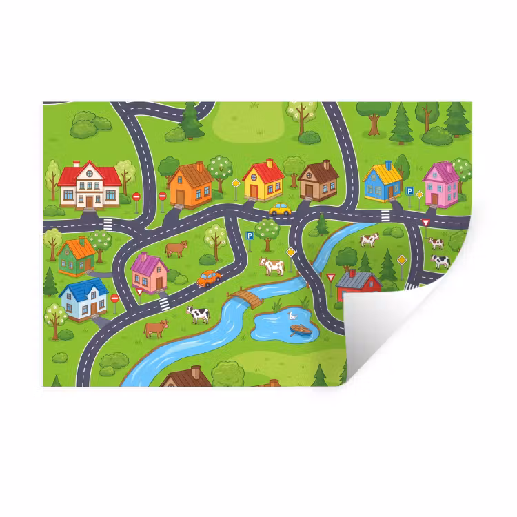 Muursticker - Dorp - Wegen - Huizen — 1