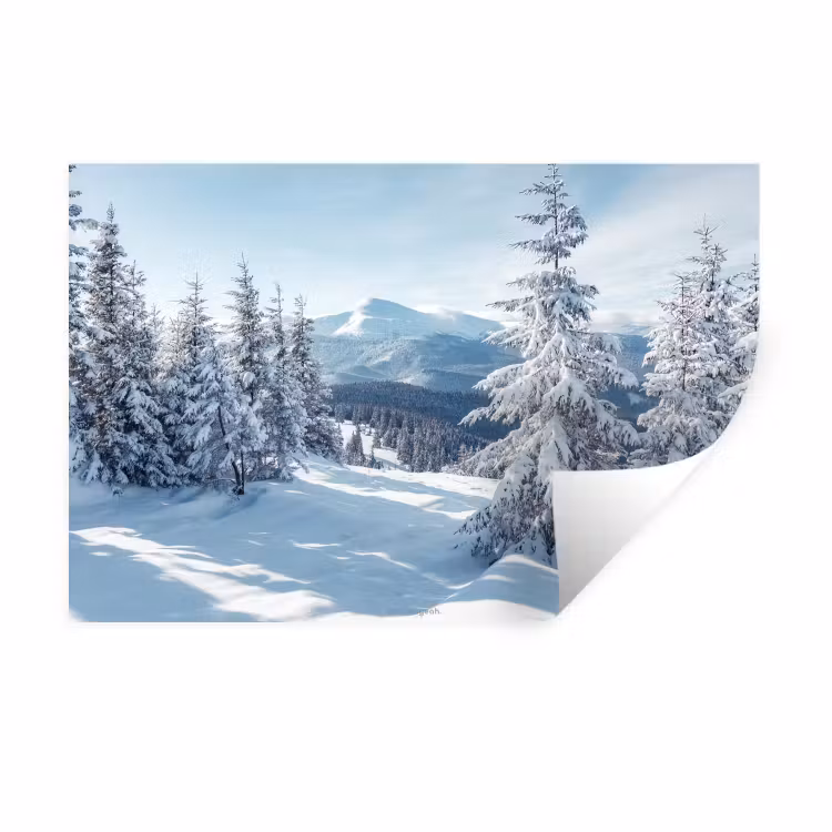 Muursticker - Sneeuw - Winter - Landschap - Bergen — 1