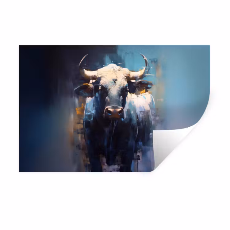Muursticker - Stier - Zwart - Abstract - Horens — 1