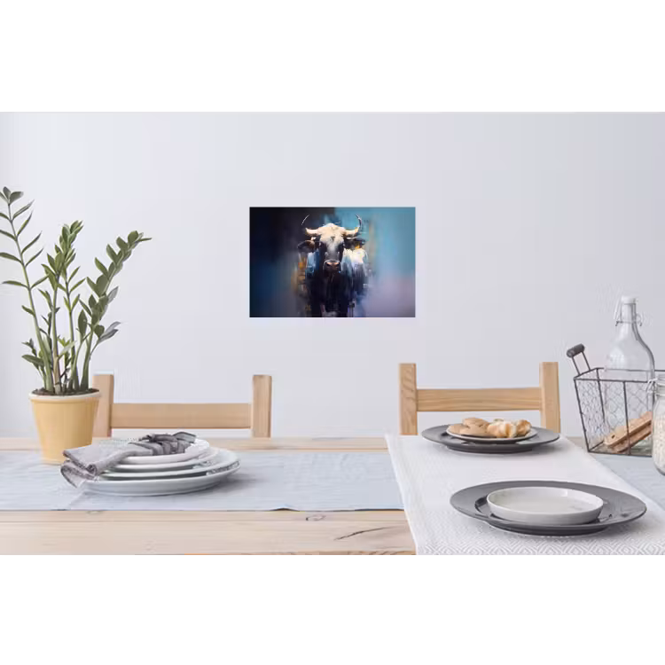 Muursticker - Stier - Zwart - Abstract - Horens — 3